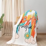 Personalisierte Regenbogen Blumen Cousin Crew Familie weiche Decke mit Namen Geburtstag Weihnachten Geschenk für Jungen Mädchen