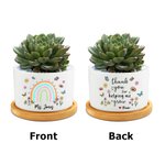 Personalized Thank You for Helping Me Grow Rainbow Butterflies Ceramic Plant Pot with Bamboo Base and Name Appreciation Gift for Teacher