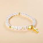 Personalised Freshwater Shell Pearl Cross Bracelet with Name Birthday Christening Religious Gift for Women