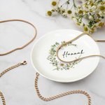 Personalized Birth Flower Ceramic Trinket Jewellery Dish with Name Desk Decor Birthday Wedding Bridal Gift for Women