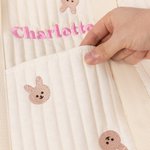 Personalized Cute Rabbit Bear Olive Leaf Large Cotton Mommy Hospital Bag with Embroidered Name Pregnancy Baby Shower Gift for Women