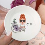 Personalizada Nacimiento Flor Corona Cartoon Personaje Baratija Joyería Plato con Nombre Cumpleaños Boda Navidad Regalo para Mujeres Chica