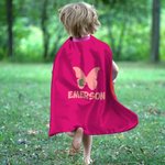 Personalized Cute Butterfly Heart Lighting Design Superhero Kid Cape with Name and Initial Halloween Costume Party Dress Up Gift for Boys Girls