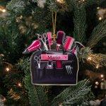 Personalised 3D Scissor Hairdryer Hair Kit Design Acrylic Ornament with Name Birthday Christmas Appreciation Gift for Hairstylist
