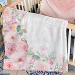 Personalised Pink Floral Milestone Blanket with Name Baby Shower Photo Prop Gift for Baby Girls