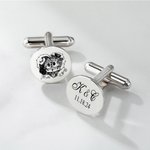 Personalisierte mexikanische Zuckerschädel handgefertigte Manschettenknöpfe mit eingravierten Initialen und Datum Tag der Toten Hochzeit Geschenk für 