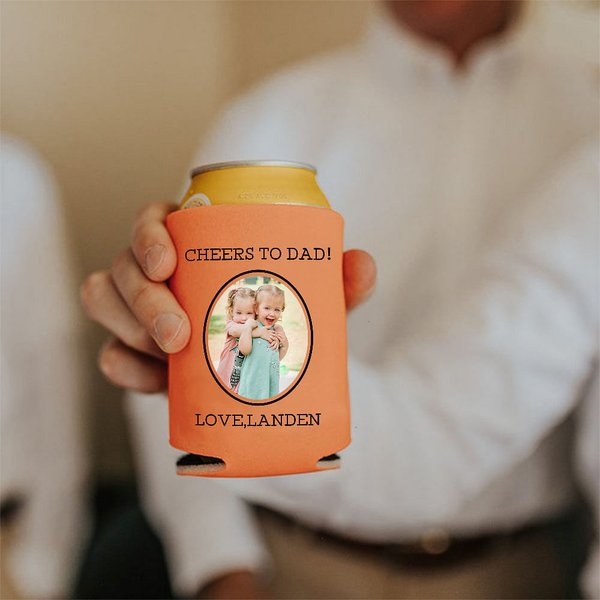 Personalisierter Mehrfarbiger Bierdose-Kühler mit Foto und Text 12er Set Vatertag Geburtstagsgeschenk für Freund Papa Opa
