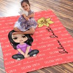 Couverture Douce Multicolore Personnalisée avec Personnage Fleur de Naissance et Nom Cadeau Anniversaire Fête Noël pour Enfant Famille