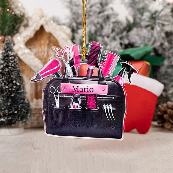 Personalized 3D Scissor Hairdryer Hair Kit Design Acrylic Ornament with Name Birthday Christmas Appreciation Gift for Hairstylist