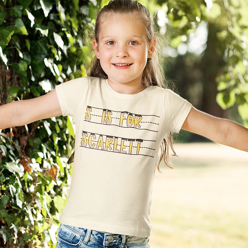 Feuilles d'exercices d'écriture manuscrite au crayon personnalisées T-Shirt unisexe 100% coton avec initiales et nom Cadeau d'activités pour la rentré