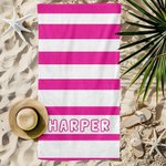 Personalised Oversized Quick Dry Classic Stripe Beach Towel with Name Summer Travel Essentials Birthday Gift for Women Men