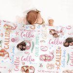 Personalisierte Rosa Meerjungfrau Prinzessin Weiche Decke mit Bunten Initialen und Namen Kinderzimmer Deko Baby Dusche Geburtstag Geschenk für Mädchen