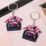 Personalised 3D Scissor Hairdryer Hair Kit Design Acrylic Keychain with Name Birthday Christmas Appreciation Gift for Hairstylist