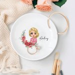 Personalizada Nacimiento Flor Corona Cartoon Personaje Baratija Joyería Plato con Nombre Cumpleaños Boda Navidad Regalo para Mujeres Chica