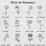 Collier de Médaillon Personnalisé avec Fleur de Naissance Gravée et Photo Style Vintage Cadeau Mariage Anniversaire Fête pour Femme