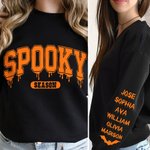 T-shirt Sweatshirt à Capuche Personnalisé avec Nom d'Horreur Design Chauve-souris Cadeau d'Halloween pour la Famille Adulte Enfant