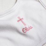 Personalized Embroidery Cross 100% Cotton Baby Bib with Name Baby Shower Baptism Birthday Gift for Infant Baby Girls Boys