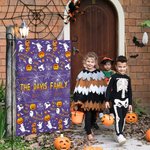 Drapeau de Jardin Personnalisé avec Nom Design Citrouille Décoration de Porche Cadeau d'Halloween pour la Famille Amoureux du Jardinage