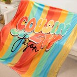 Personalisierte Regenbogen Blumen Cousin Crew Familie weiche Decke mit Namen Geburtstag Weihnachten Geschenk für Jungen Mädchen