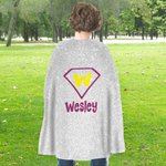 Personalized Cute Butterfly Heart Lighting Design Superhero Kid Cape with Name and Initial Halloween Costume Party Dress Up Gift for Boys Girls