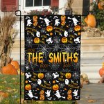 Drapeau de Jardin Personnalisé avec Nom Design Citrouille Décoration de Porche Cadeau d'Halloween pour la Famille Amoureux du Jardinage