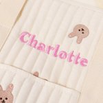 Personalized Cute Rabbit Bear Olive Leaf Large Cotton Mommy Hospital Bag with Embroidered Name Pregnancy Baby Shower Gift for Women