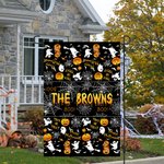 Drapeau de Jardin Personnalisé avec Nom Design Citrouille Décoration de Porche Cadeau d'Halloween pour la Famille Amoureux du Jardinage