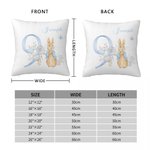 Personalized Cute Peter Rabbit Bunny Floral Throw Pillow Cover with Birth Month and Name Nursery Decor Baby Shower Birthday Gift for Boys Girls