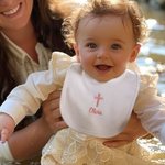 Personalized Embroidery Cross 100% Cotton Baby Bib with Name Baby Shower Baptism Birthday Gift for Infant Baby Girls Boys