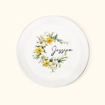 Personalized Birth Flower Ceramic Trinket Jewellery Dish with Name Desk Decor Birthday Wedding Bridal Gift for Women