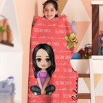 Personalisierte Kuschelige Mehrfarbige Cartoon-Figur Decke mit Geburtsblume und Namen Geburtstag Weihnachten Geschenk für Jungen Mädchen