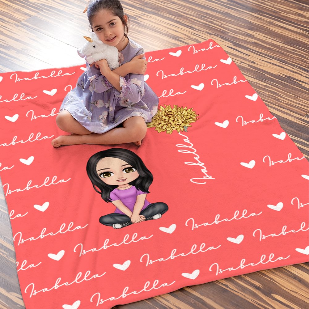 Couverture Personnalisée Photo & Fleur de Naissance | Cadeau Sentimental – Callie
