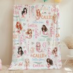 Personalisierte Rosa Meerjungfrau Prinzessin Weiche Decke mit Bunten Initialen und Namen Kinderzimmer Deko Baby Dusche Geburtstag Geschenk für Mädchen