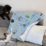 Personalizado lindo hueso de la pata suave mascota manta con nombre cumpleaños regalo de Navidad para los amantes del gato perro mascota