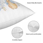 Personalized Cute Peter Rabbit Bunny Floral Throw Pillow Cover with Birth Month and Name Nursery Decor Baby Shower Birthday Gift for Boys Girls