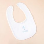 Personalized Embroidery Cross 100% Cotton Baby Bib with Name Baby Shower Baptism Birthday Gift for Infant Baby Girls Boys