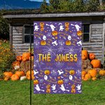 Drapeau de Jardin Personnalisé avec Nom Design Citrouille Décoration de Porche Cadeau d'Halloween pour la Famille Amoureux du Jardinage