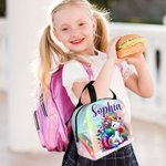Sac à lunch isotherme personnalisé avec nom Rainbow Floral Fantasy Licorne Cadeau d'anniversaire de retour à l'école pour les enfants amoureux des lic