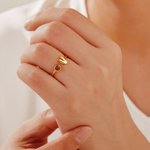 Personalized Cute 3D Bubble Letter Birthstone Adjustable Ring Dainty Jewelry Birthday Anniversary Gift for Women Girls