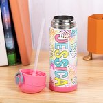 Bottiglia d'acqua per bambini isolata con cannuccia, coperchio a prova di fuoriuscita e manico Regalo di compleanno per la scuola per bambini e bambin