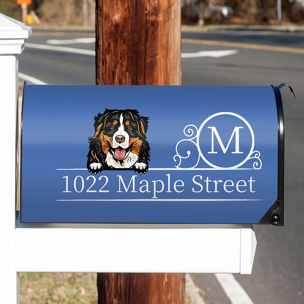 Personalized Multicolor Cartoon Dog Cat Magnetic Mailbox Cover Sticker with Initial and Address Garden Outdoor Decor Housewarming Gift for Pet Lovers
