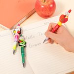 Personalized Pencil Apple Design Breaded Pen Keychain Set with Name Teacher Appreciation Back to School Gift for Teacher