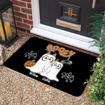 Personalized Multicolour Booey Bat Pumpkin 1 - 6 Dog Ghosts Design Non-Slip Doormat with Name Halloween Home Decor Gift for Family