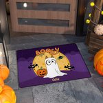 Personalized Multicolour Booey Bat Pumpkin 1 - 6 Dog Ghosts Design Non-Slip Doormat with Name Halloween Home Decor Gift for Family