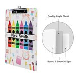 Personalized Colourful Crayon Design Portable Clipboard with Name School Essentials Back to School Teacher's Day Gift for Teacher
