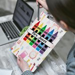 Personalized Colourful Crayon Design Portable Clipboard with Name School Essentials Back to School Teacher's Day Gift for Teacher