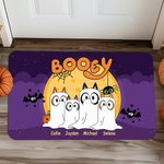 Personalized Multicolour Booey Bat Pumpkin 1 - 6 Dog Ghosts Design Non-Slip Doormat with Name Halloween Home Decor Gift for Family