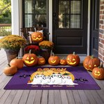 Personalized Multicolour Booey Bat Pumpkin 1 - 6 Dog Ghosts Design Non-Slip Doormat with Name Halloween Home Decor Gift for Family