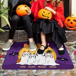 Personalized Multicolour Booey Bat Pumpkin 1 - 6 Dog Ghosts Design Non-Slip Doormat with Name Halloween Home Decor Gift for Family