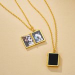 Personalized Minimalist Vintage Enamel Book Locket Necklace with Photo Birthday Anniversary Gift for Women